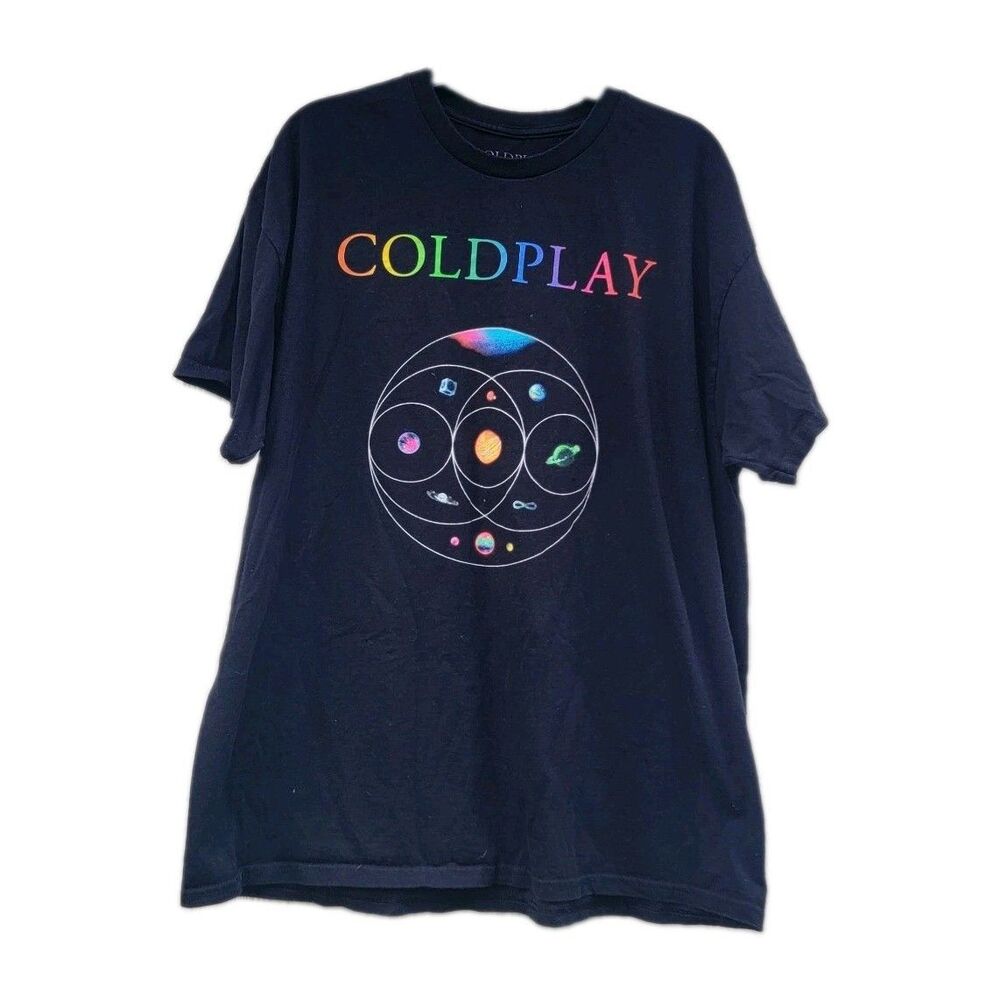 Coldplay Music of the Spheres World Tour Band Black T-Shirt Mens Sz XL
